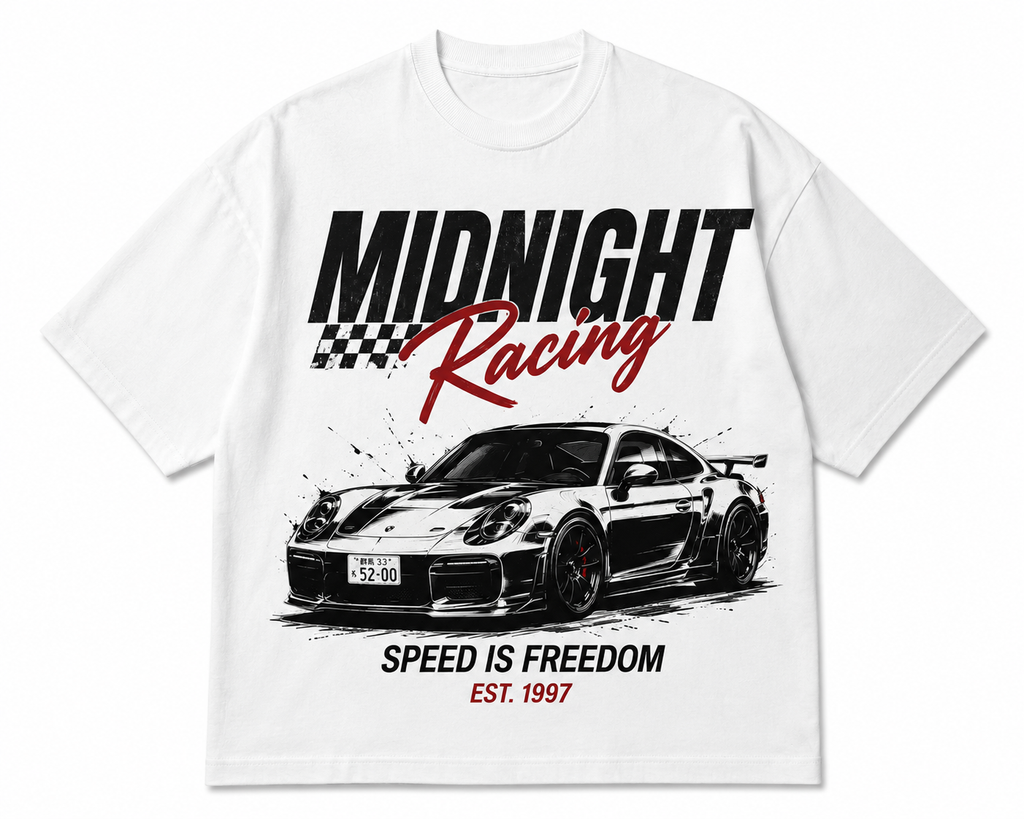Midnight Driving Oversized T-Shirt | Vintage Racing Streetwear
